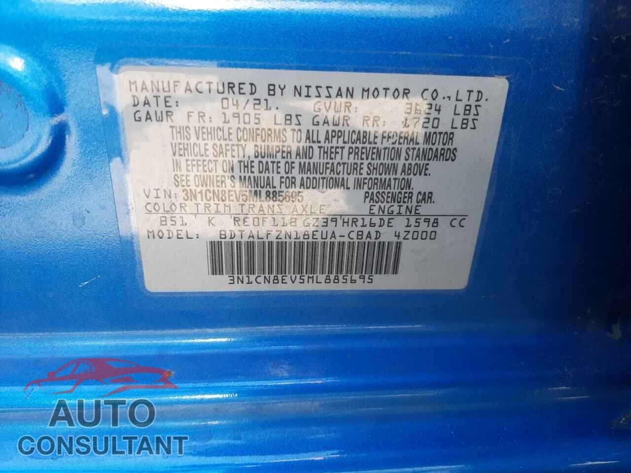 NISSAN VERSA 2021 - 3N1CN8EV5ML885695