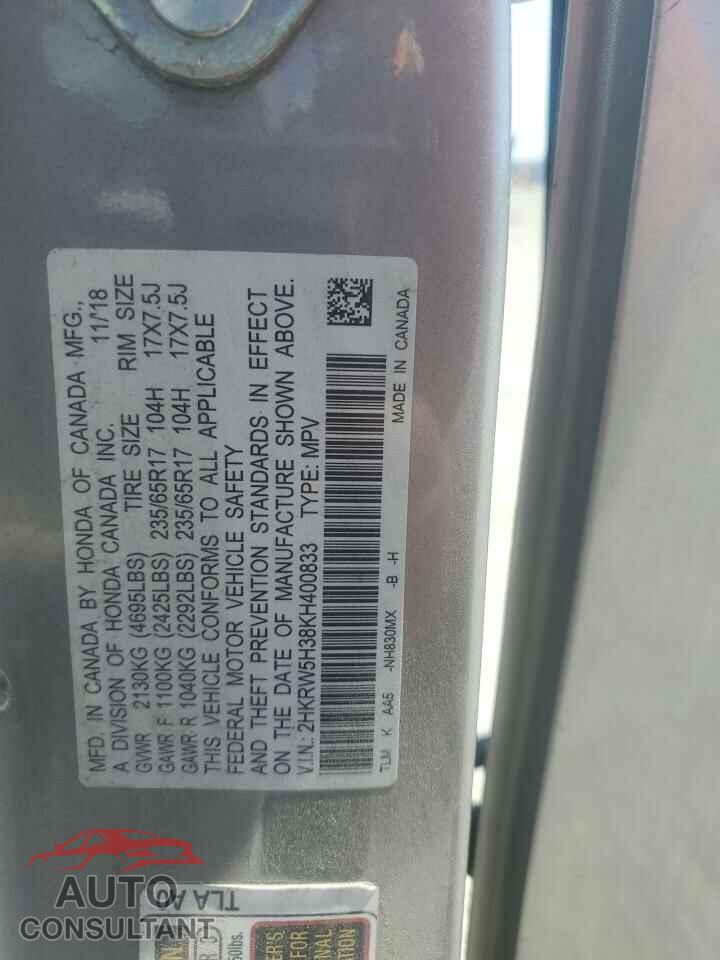 HONDA CRV 2019 - 2HKRW5H38KH400833