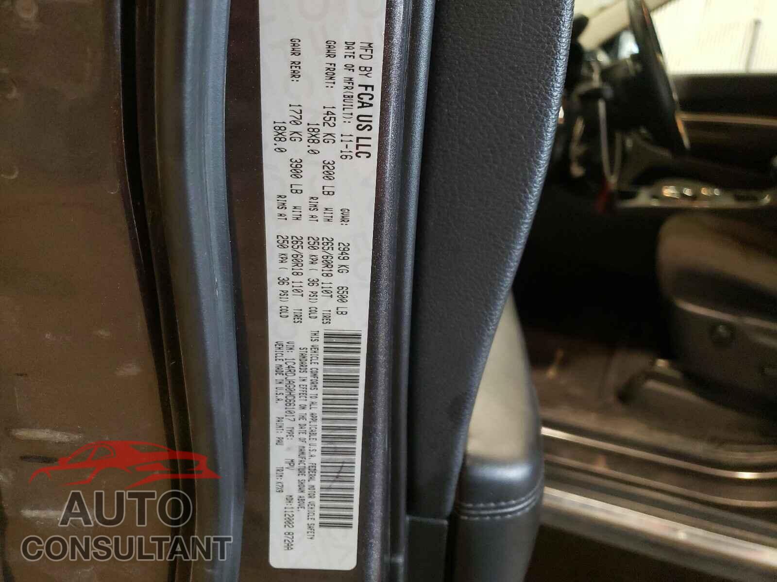 DODGE DURANGO 2017 - 1C4RDJAG0HC661017