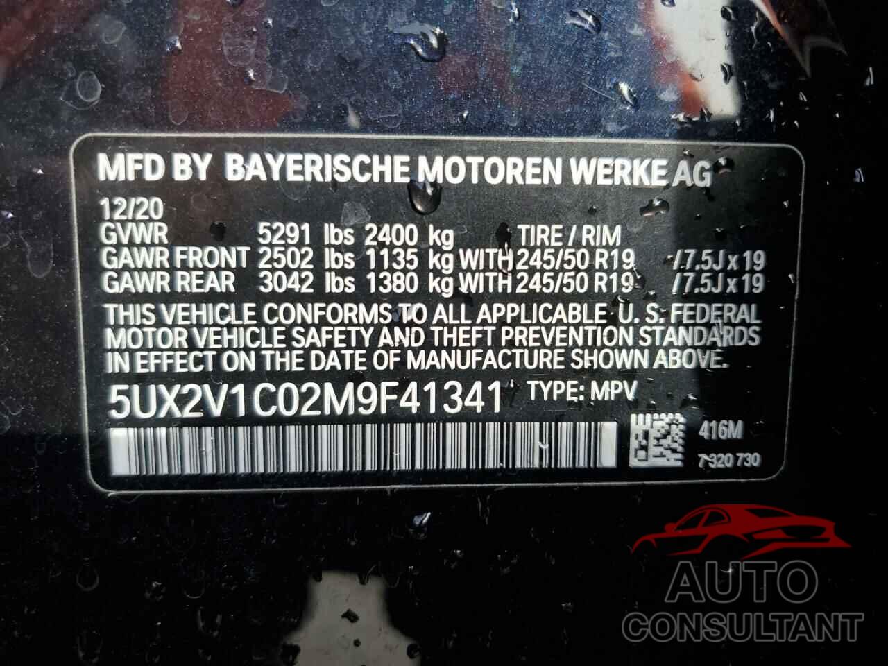 BMW X4 2021 - 5UX2V1C02M9F41341