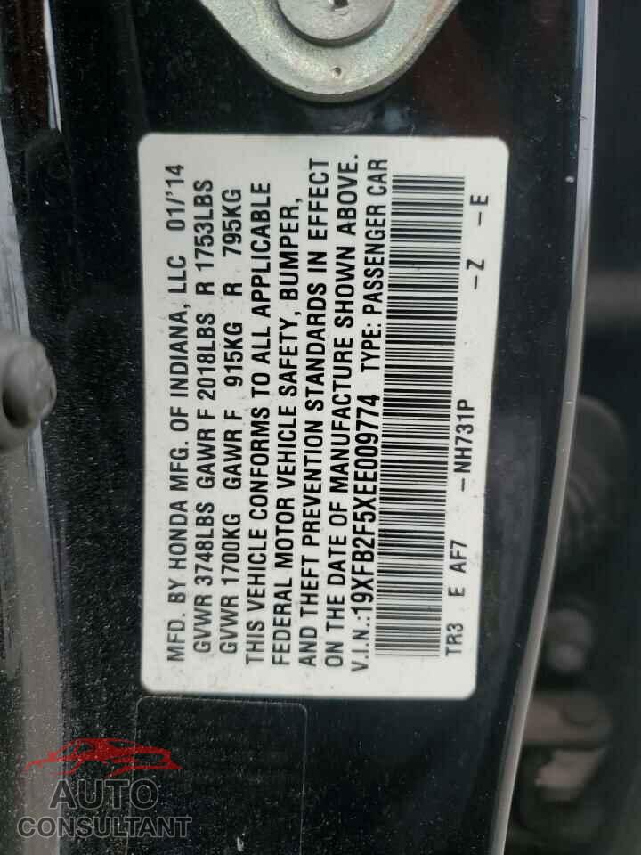 HONDA CIVIC 2014 - 19XFB2F5XEE009774