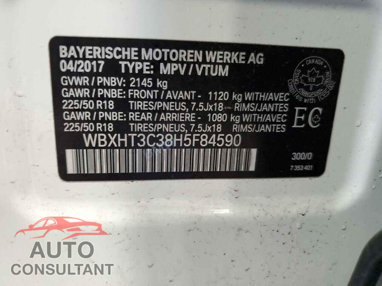 BMW X1 2017 - WBXHT3C38H5F84590