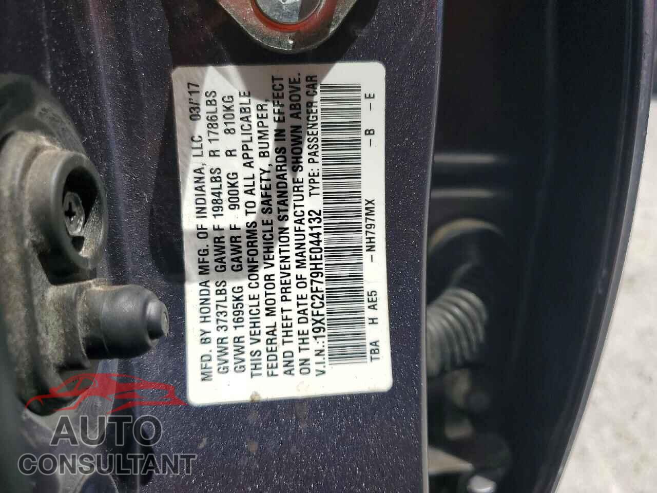 HONDA CIVIC 2017 - 19XFC2F79HE044132