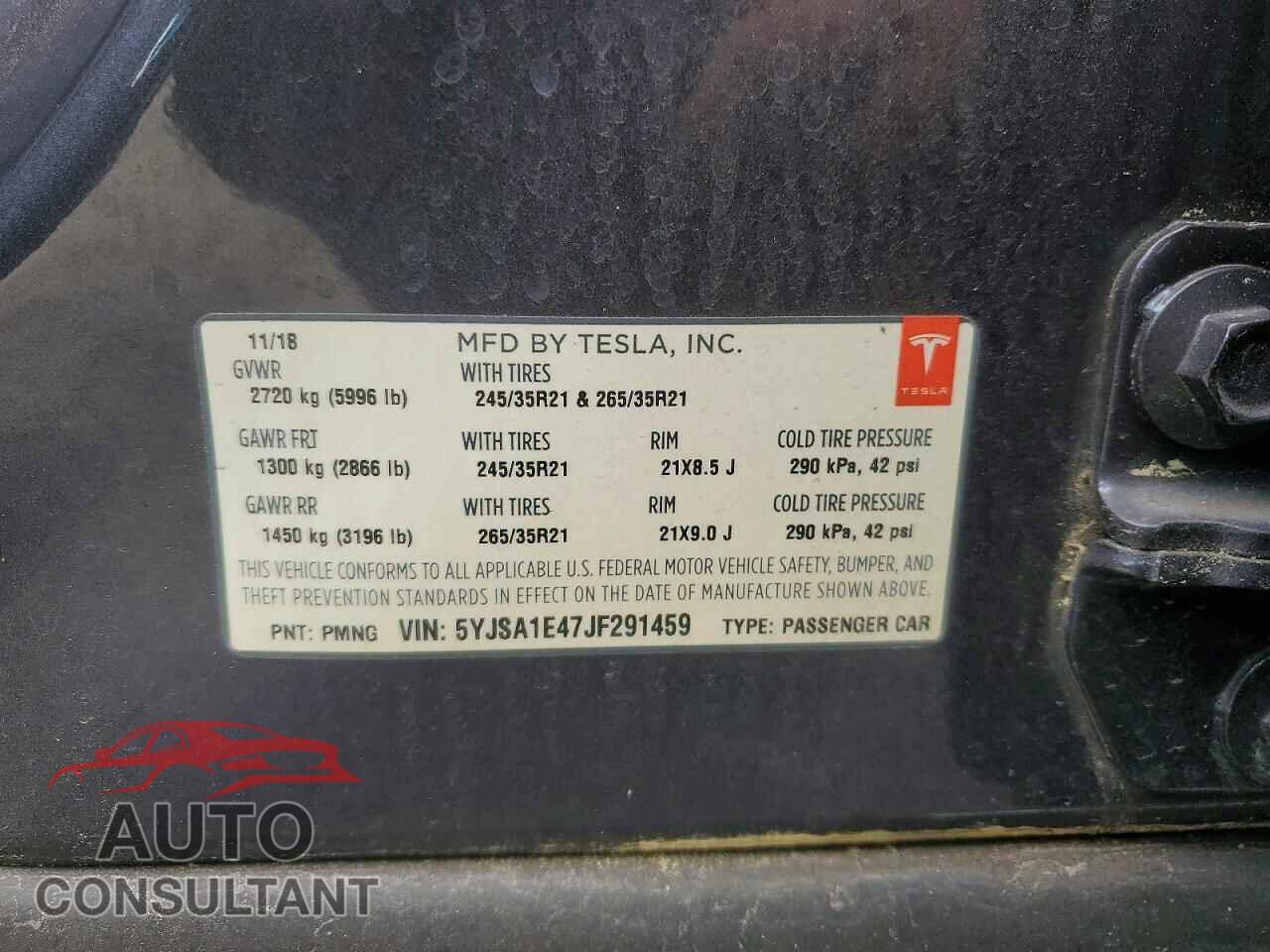 TESLA MODEL S 2018 - 5YJSA1E47JF291459