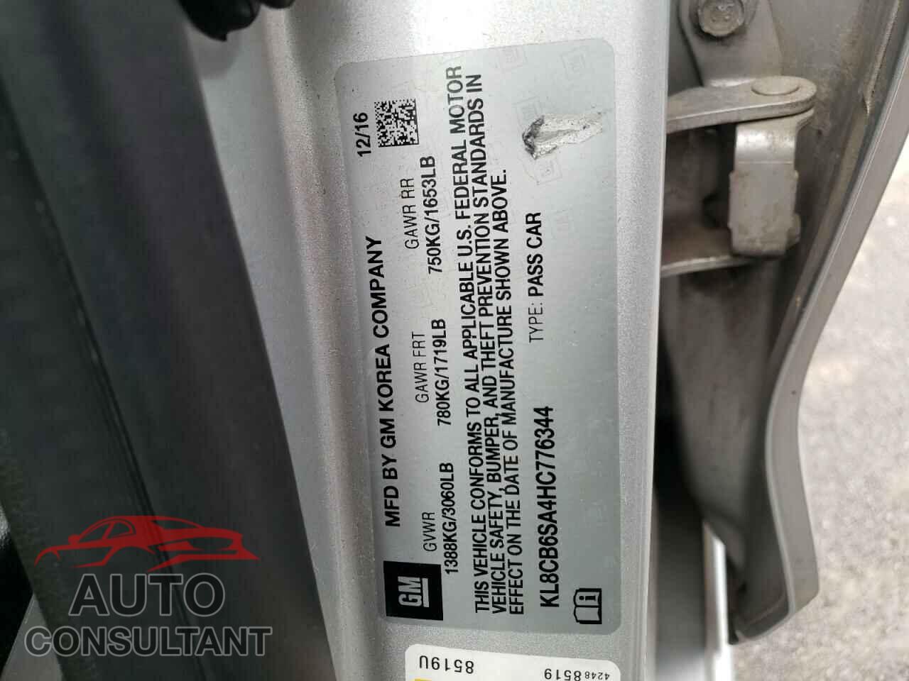 CHEVROLET SPARK 2017 - KL8CB6SA4HC776344