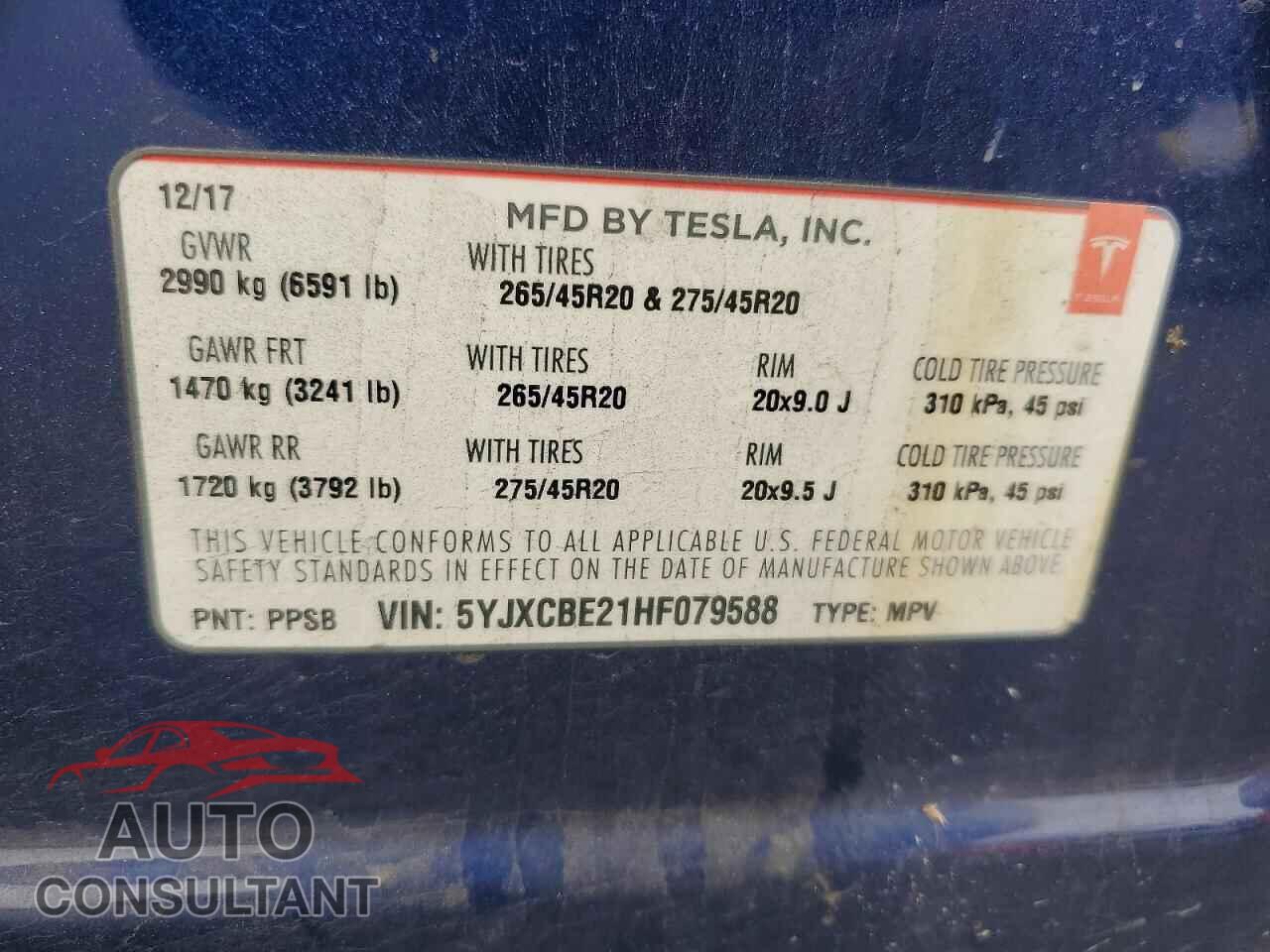 TESLA MODEL X 2017 - 5YJXCBE21HF079588