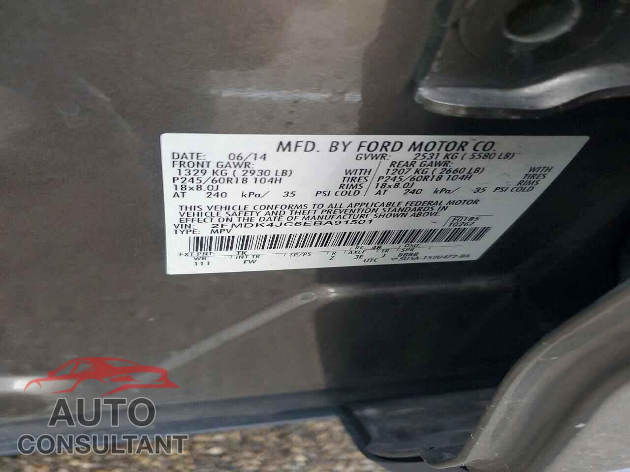 FORD EDGE 2014 - 2FMDK4JC6EBA91501