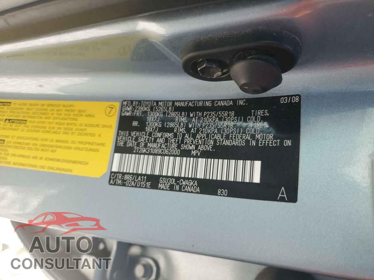 LEXUS RX350 2009 - 2T2GK31U89C062000