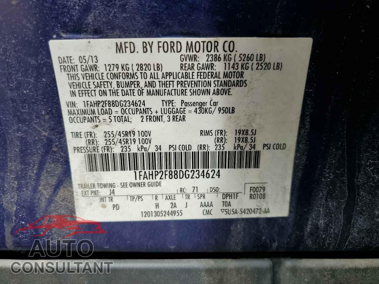 FORD TAURUS 2013 - 1FAHP2F88DG234624