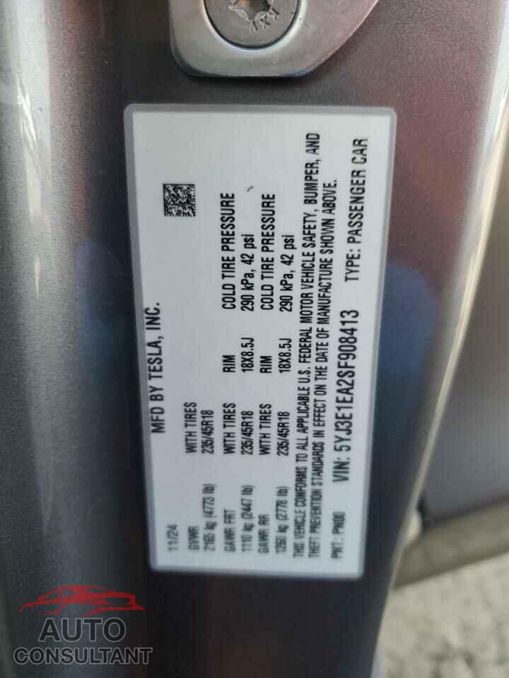 TESLA MODEL 3 2025 - 5YJ3E1EA2SF908413