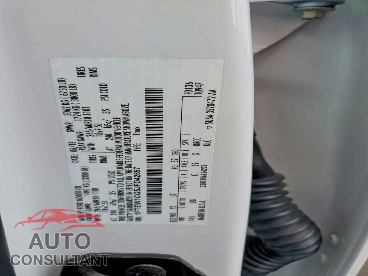 FORD F150 2018 - 1FTEW1CG5JFD42657