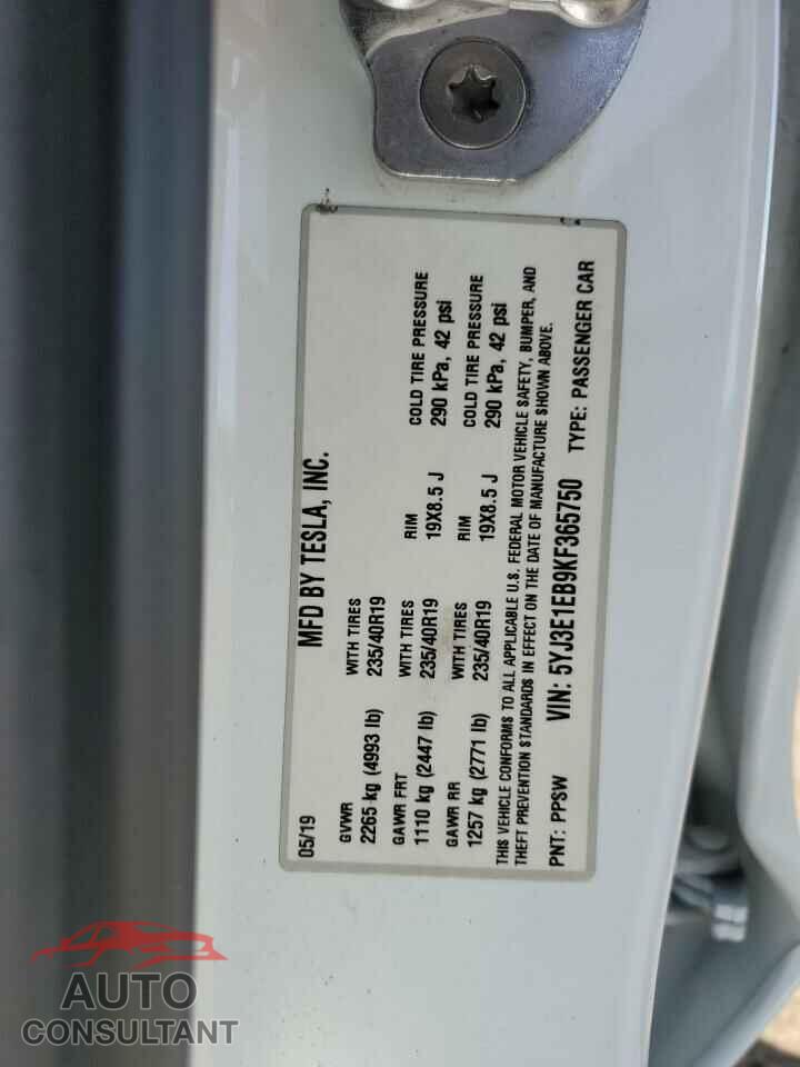 TESLA MODEL 3 2019 - 5YJ3E1EB9KF365750