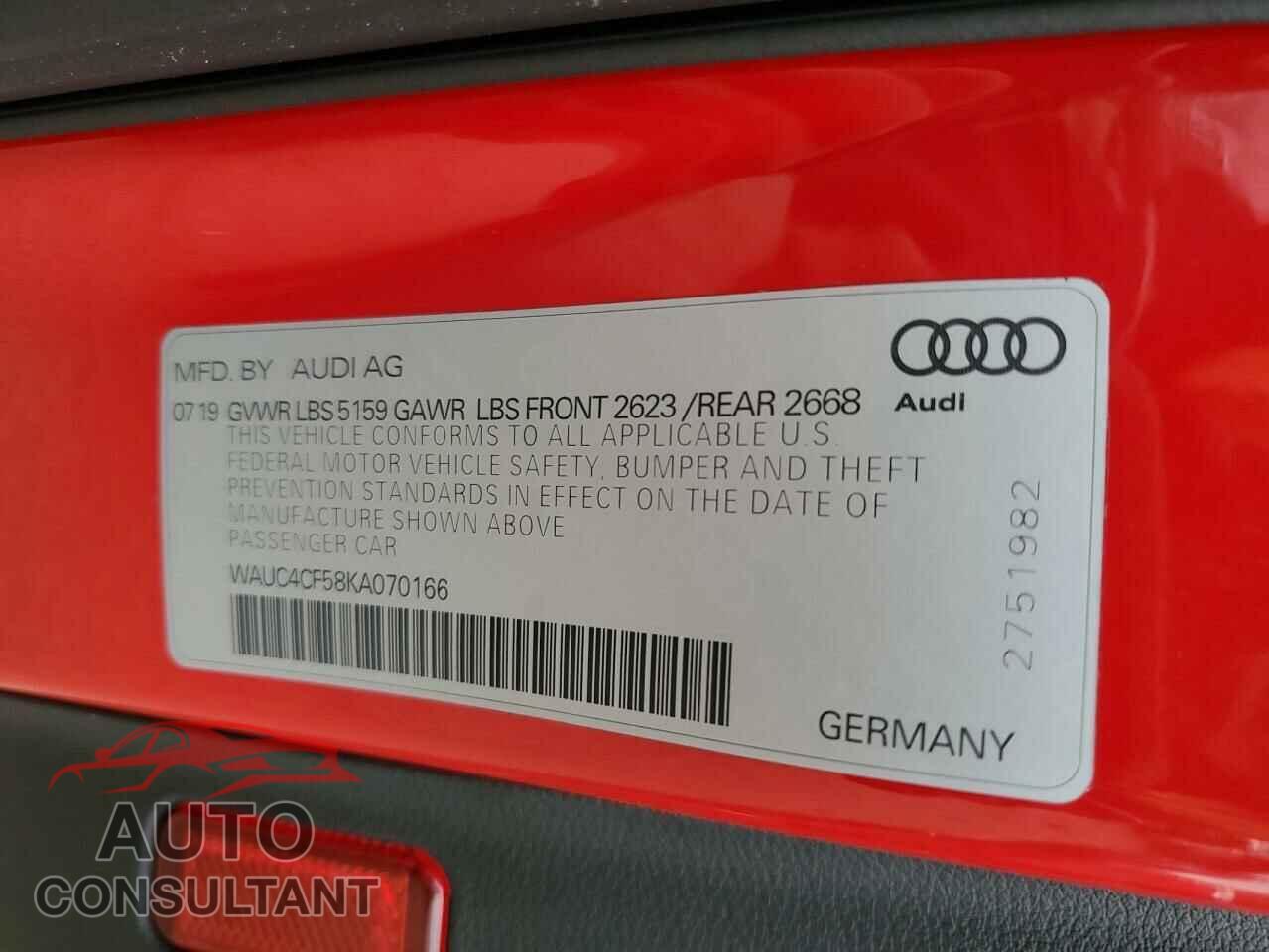 AUDI S5/RS5 2019 - WAUC4CF58KA070166