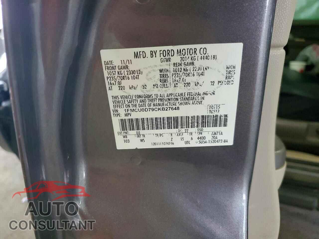 FORD ESCAPE 2012 - 1FMCU0D79CKB27648