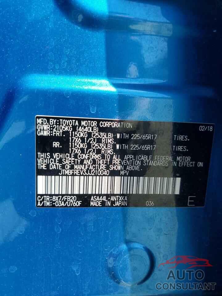 TOYOTA RAV4 2018 - JTMBFREV3JJ210040