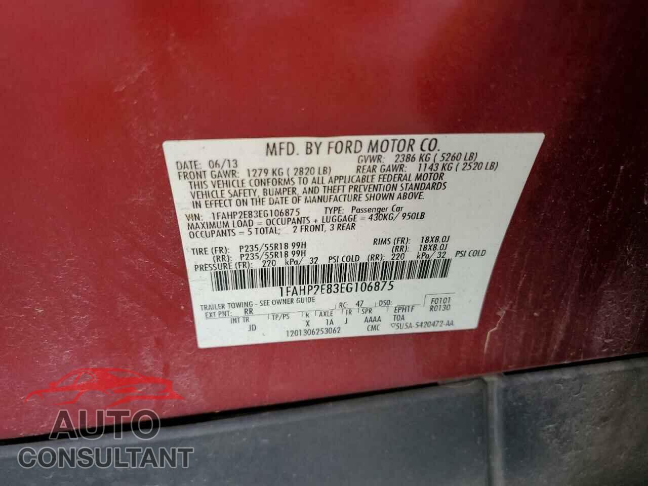 FORD TAURUS 2014 - 1FAHP2E83EG106875