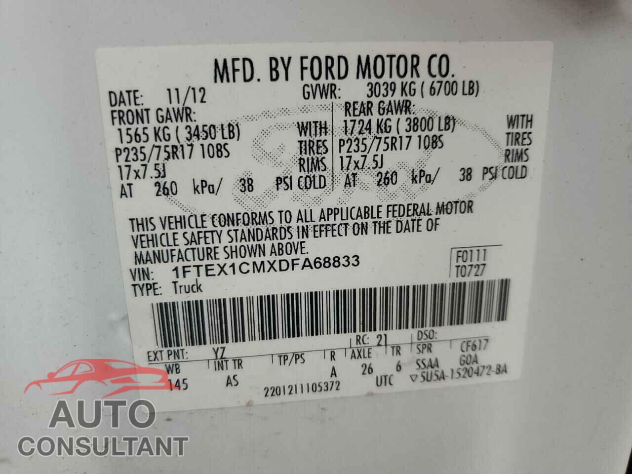FORD F-150 2013 - 1FTEX1CMXDFA68833