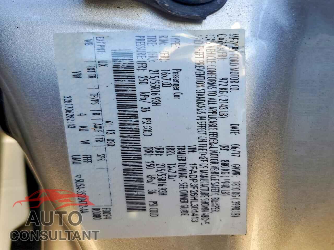 FORD FOCUS 2017 - 1FADP3F26HL301413