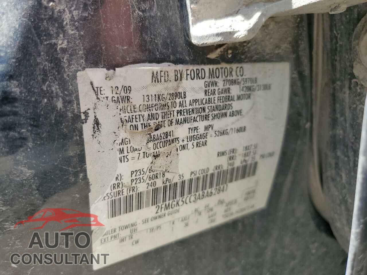 FORD FLEX 2010 - 2FMGK5CC3ABA62841