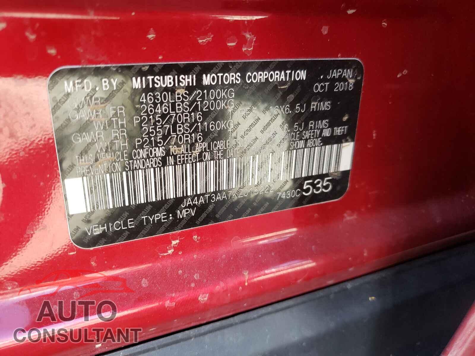 MITSUBISHI ECLIPSE 2019 - JA4AT3AA7KZ015222