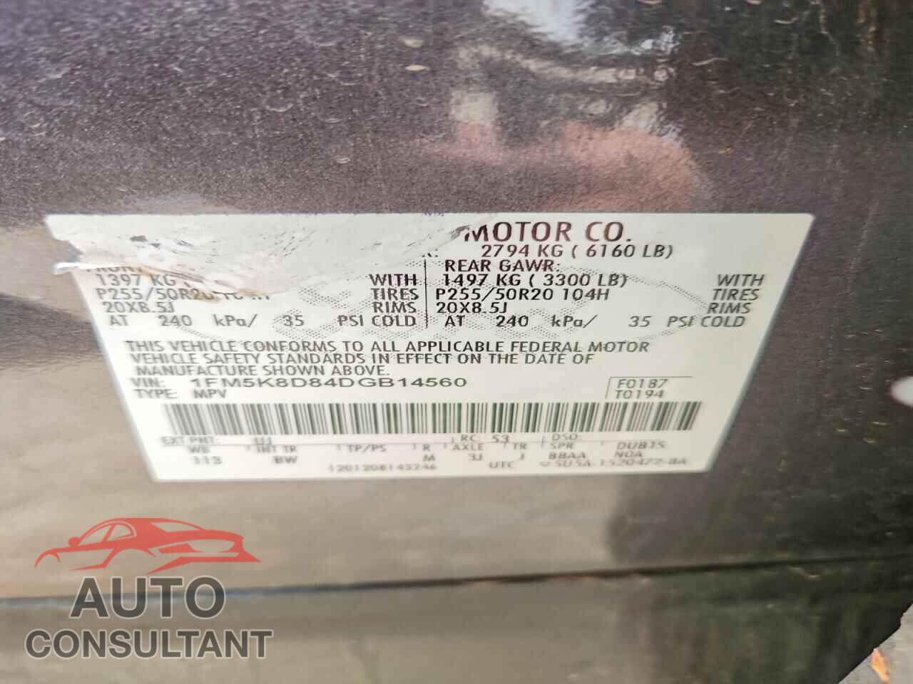 FORD EXPLORER 2013 - 1FM5K8D84DGB14560