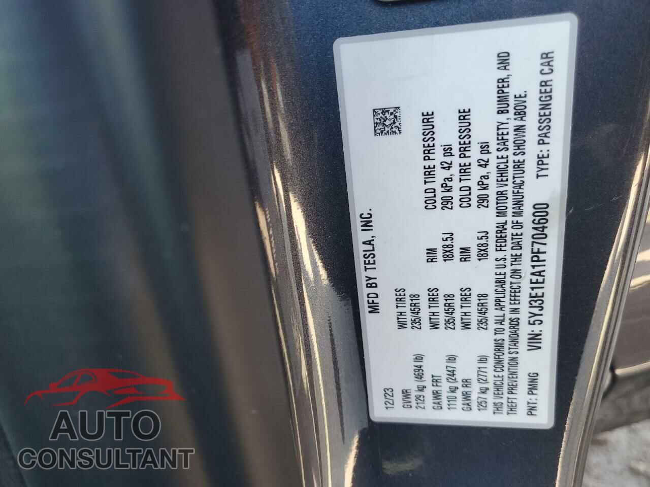 TESLA MODEL 3 2023 - 5YJ3E1EA1PF704600