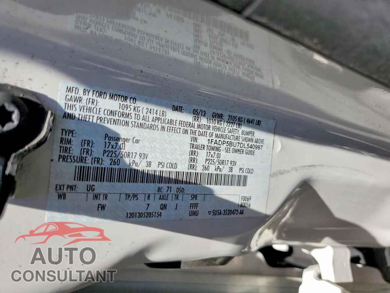 FORD CMAX 2013 - 1FADP5BU7DL540997
