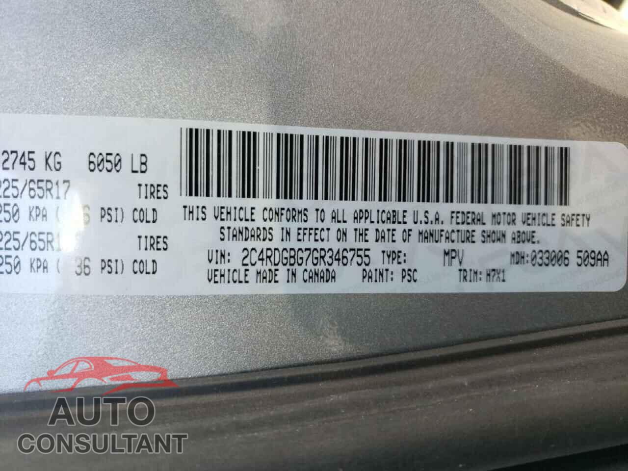DODGE GRAND CARA 2016 - 2C4RDGBG7GR346755
