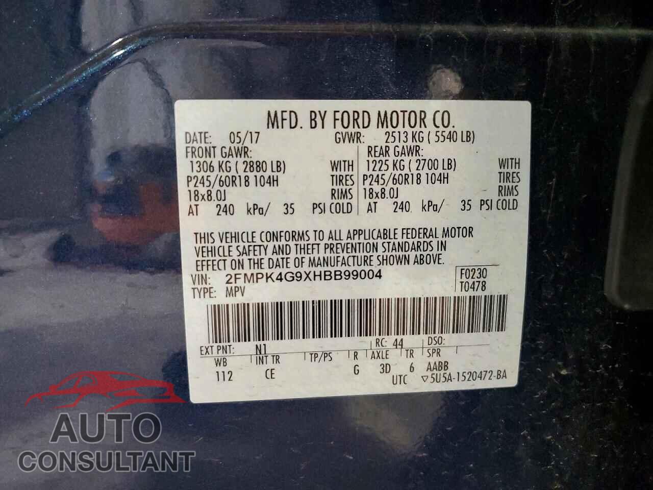FORD EDGE 2017 - 2FMPK4G9XHBB99004