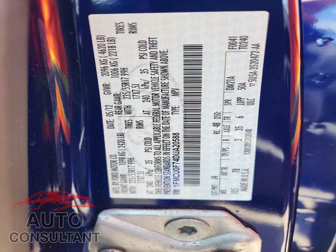 FORD ESCAPE 2013 - 1FMCU0F74DUA20588
