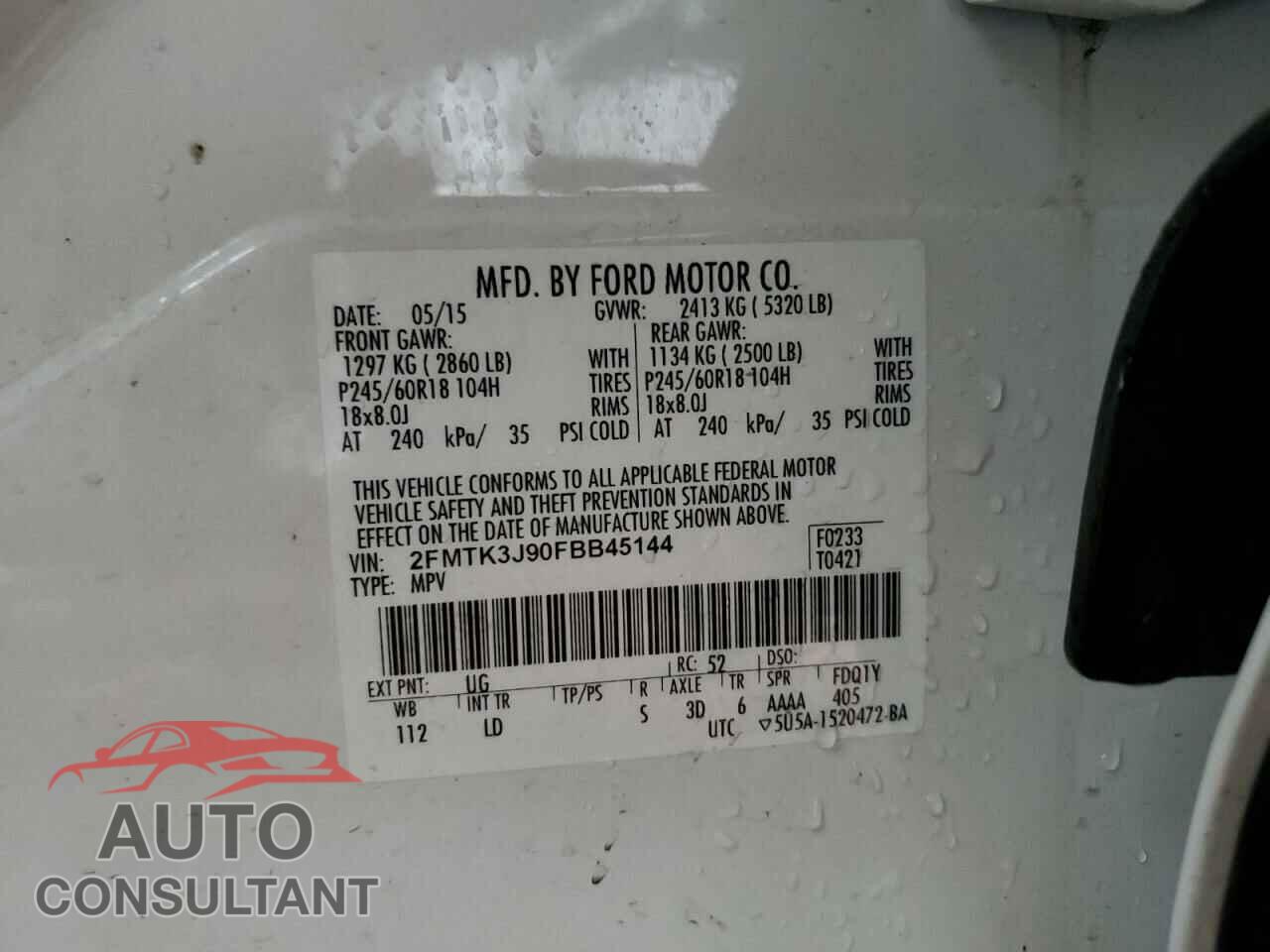 FORD EDGE 2015 - 2FMTK3J90FBB45144