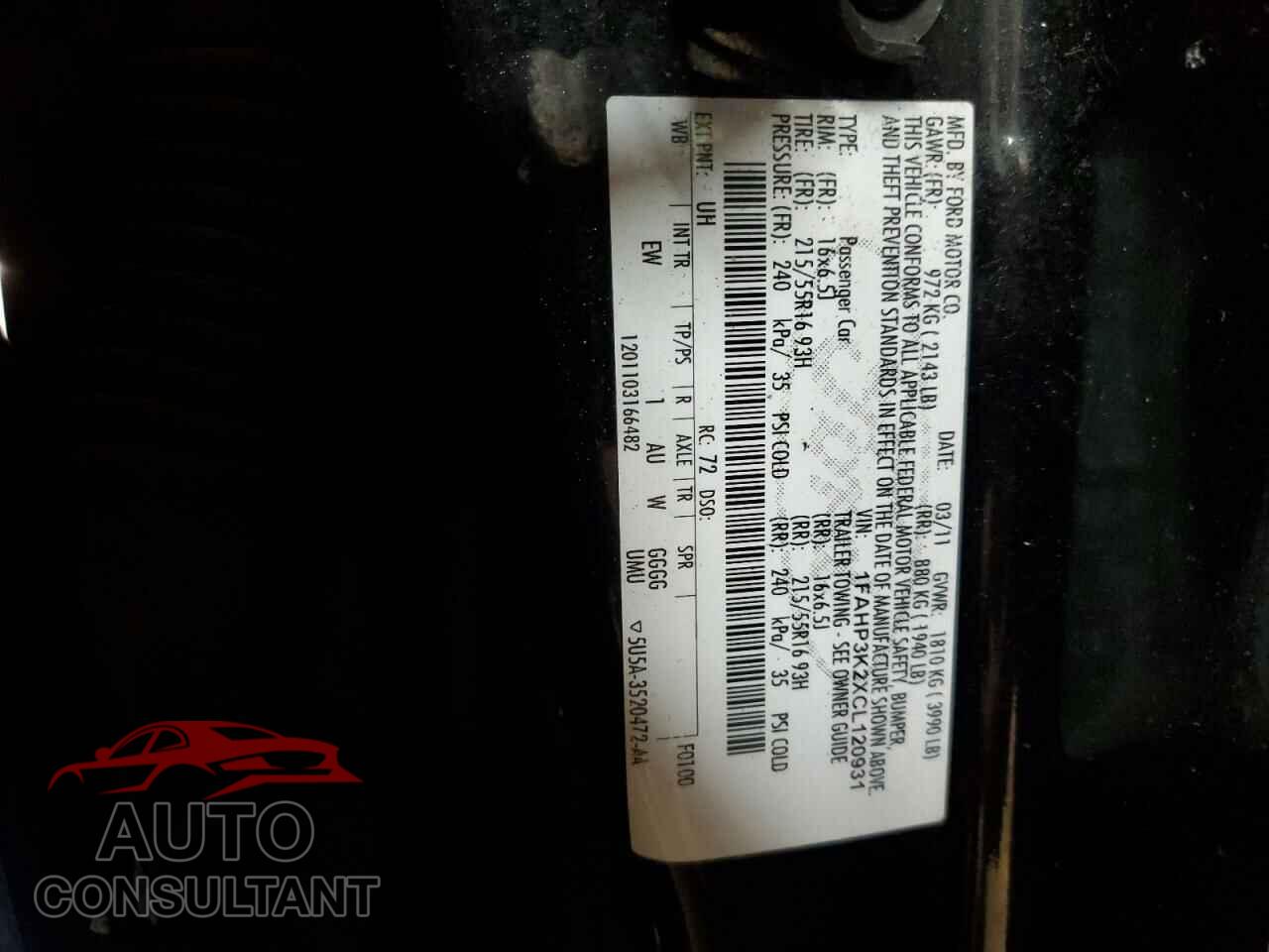 FORD FOCUS 2012 - 1FAHP3K2XCL120931