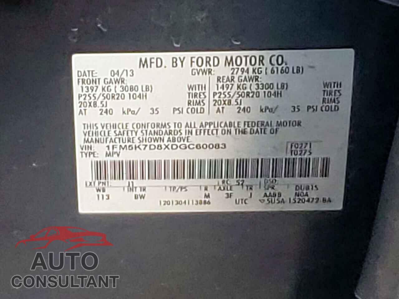 FORD EXPLORER 2013 - 1FM5K7D8XDGC60083