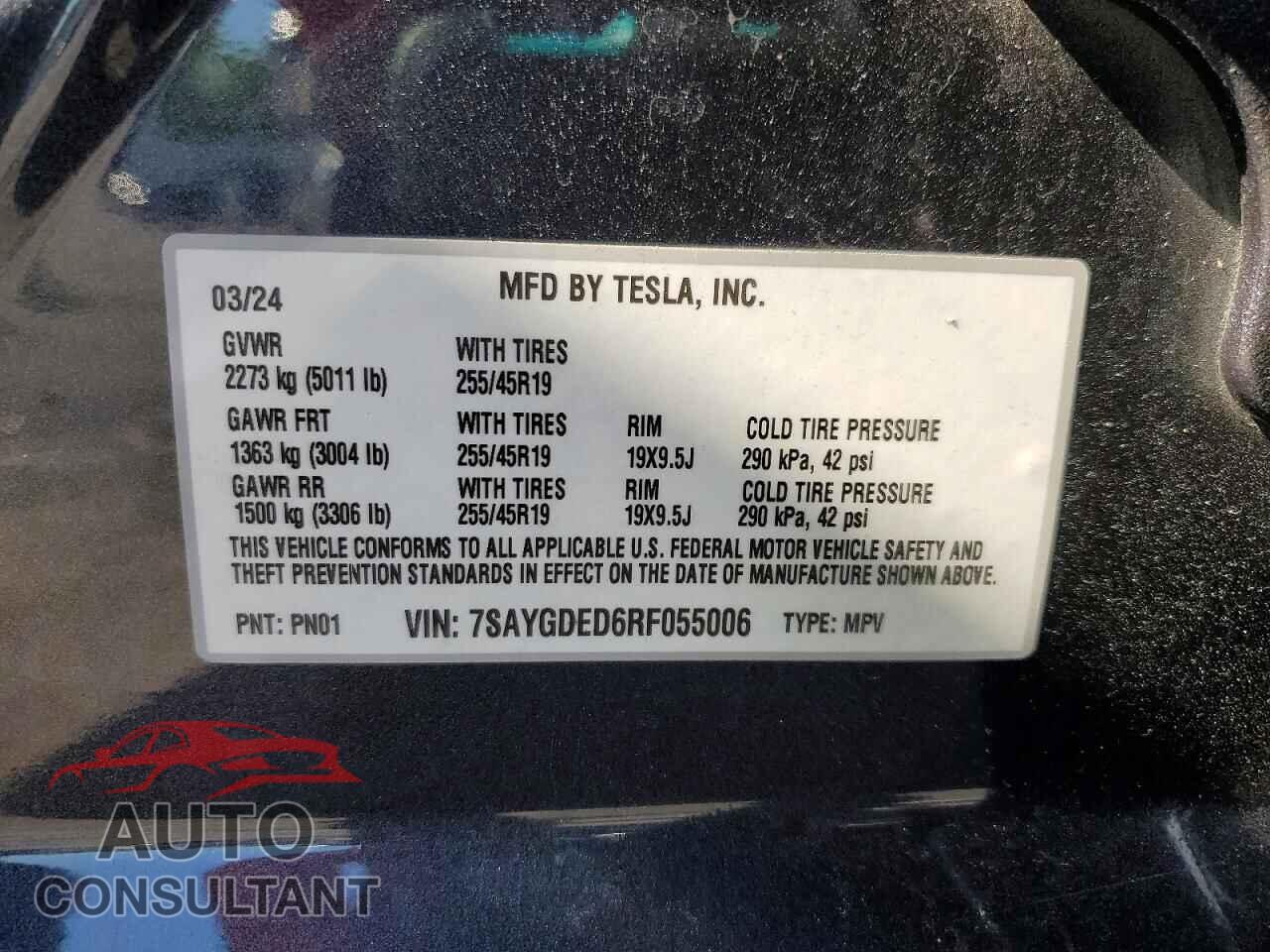 TESLA MODEL Y 2024 - 7SAYGDED6RF055006