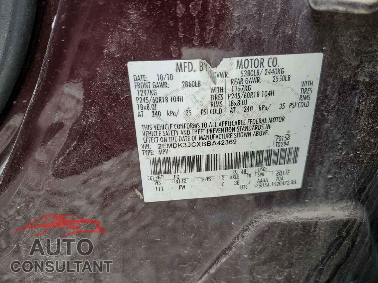 FORD EDGE 2011 - 2FMDK3JCXBBA42369