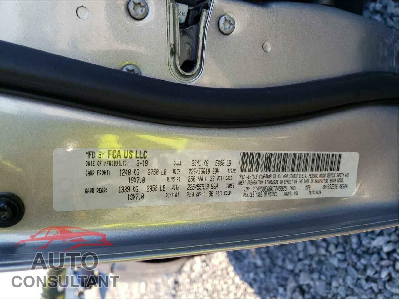 DODGE JOURNEY 2019 - 3C4PDDEG8KT745925