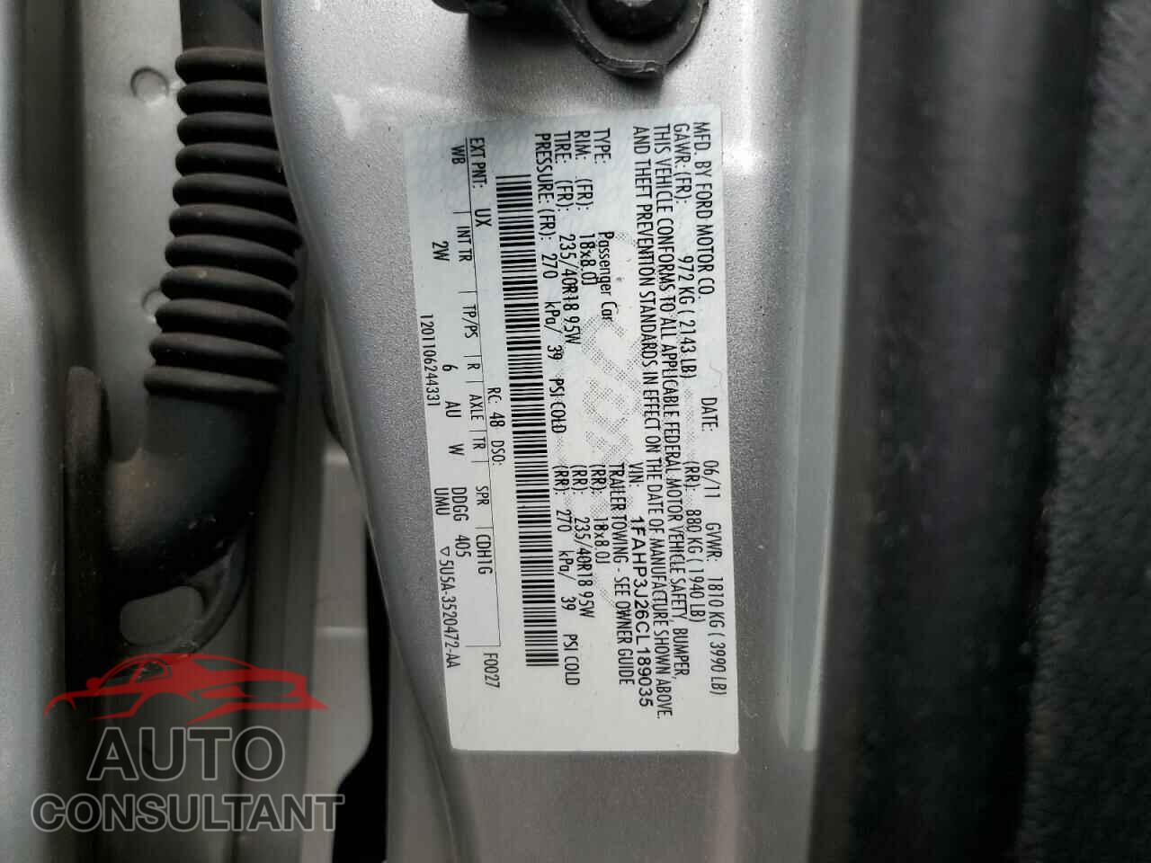 FORD FOCUS 2012 - 1FAHP3J26CL189035