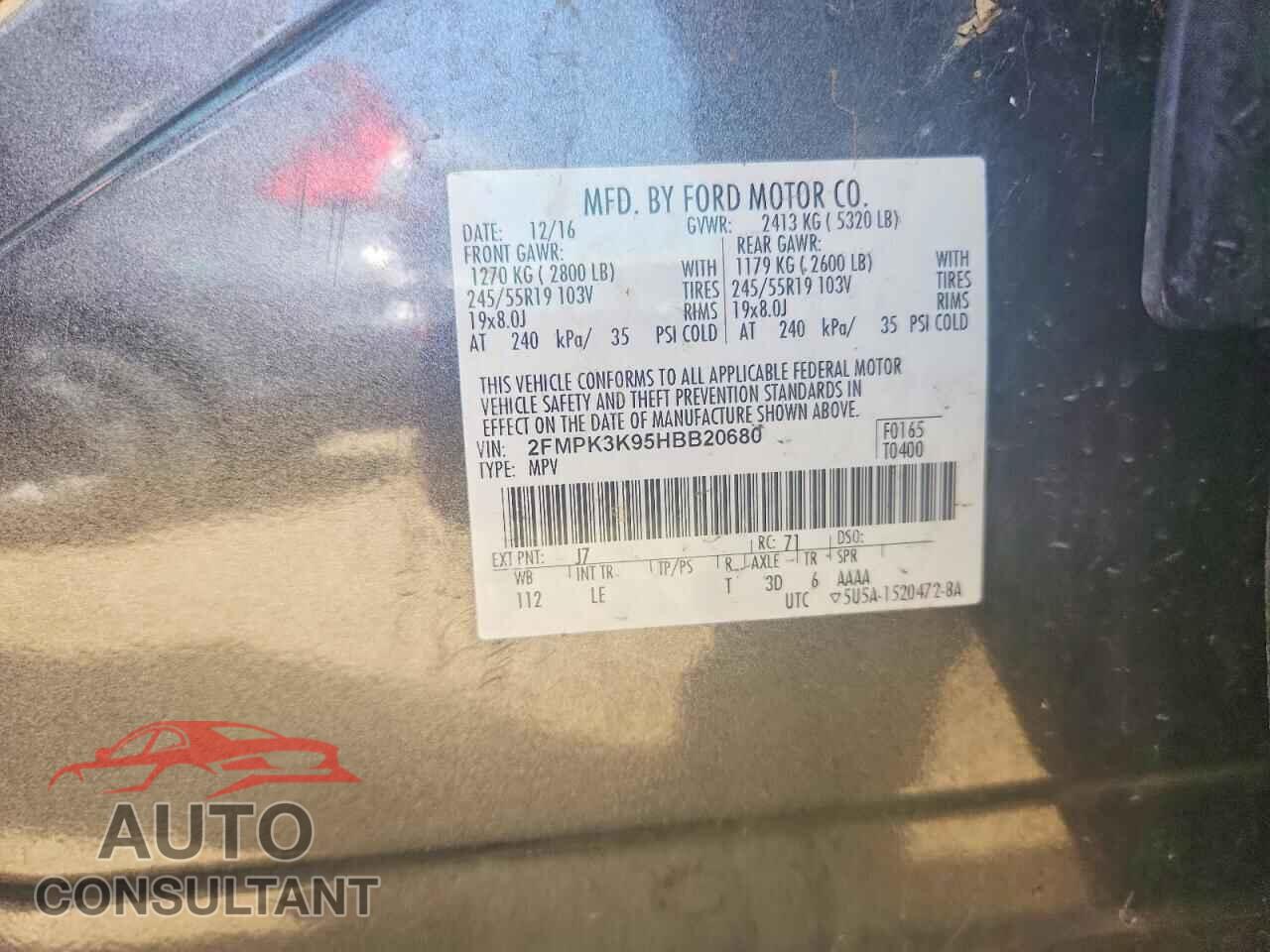FORD EDGE 2017 - 2FMPK3K95HBB20680