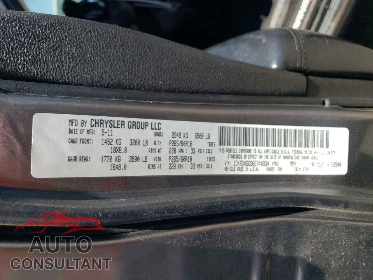 DODGE DURANGO 2011 - 1D4RD4GG9BC740334