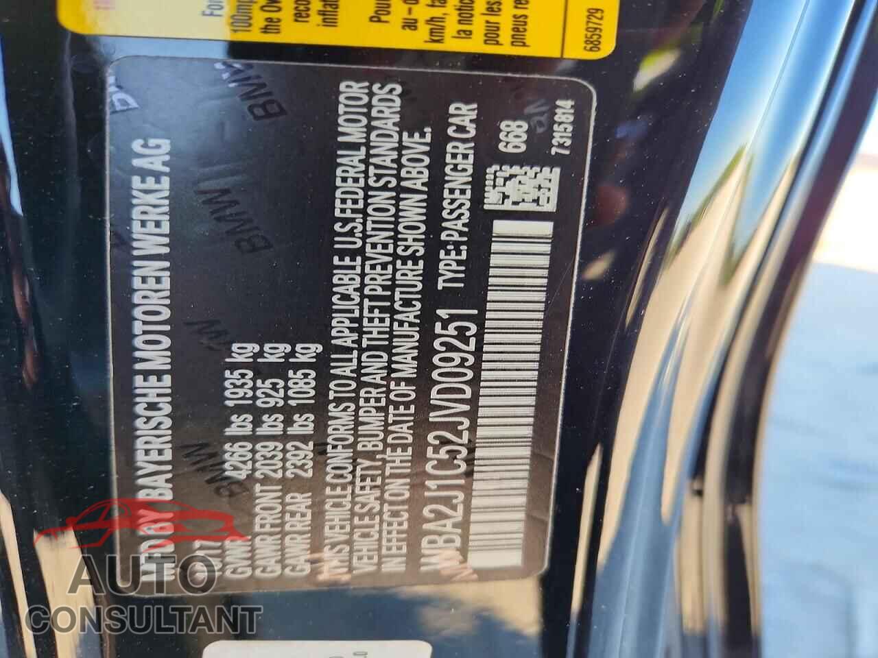 BMW 2 SERIES 2018 - WBA2J1C52JVD09251