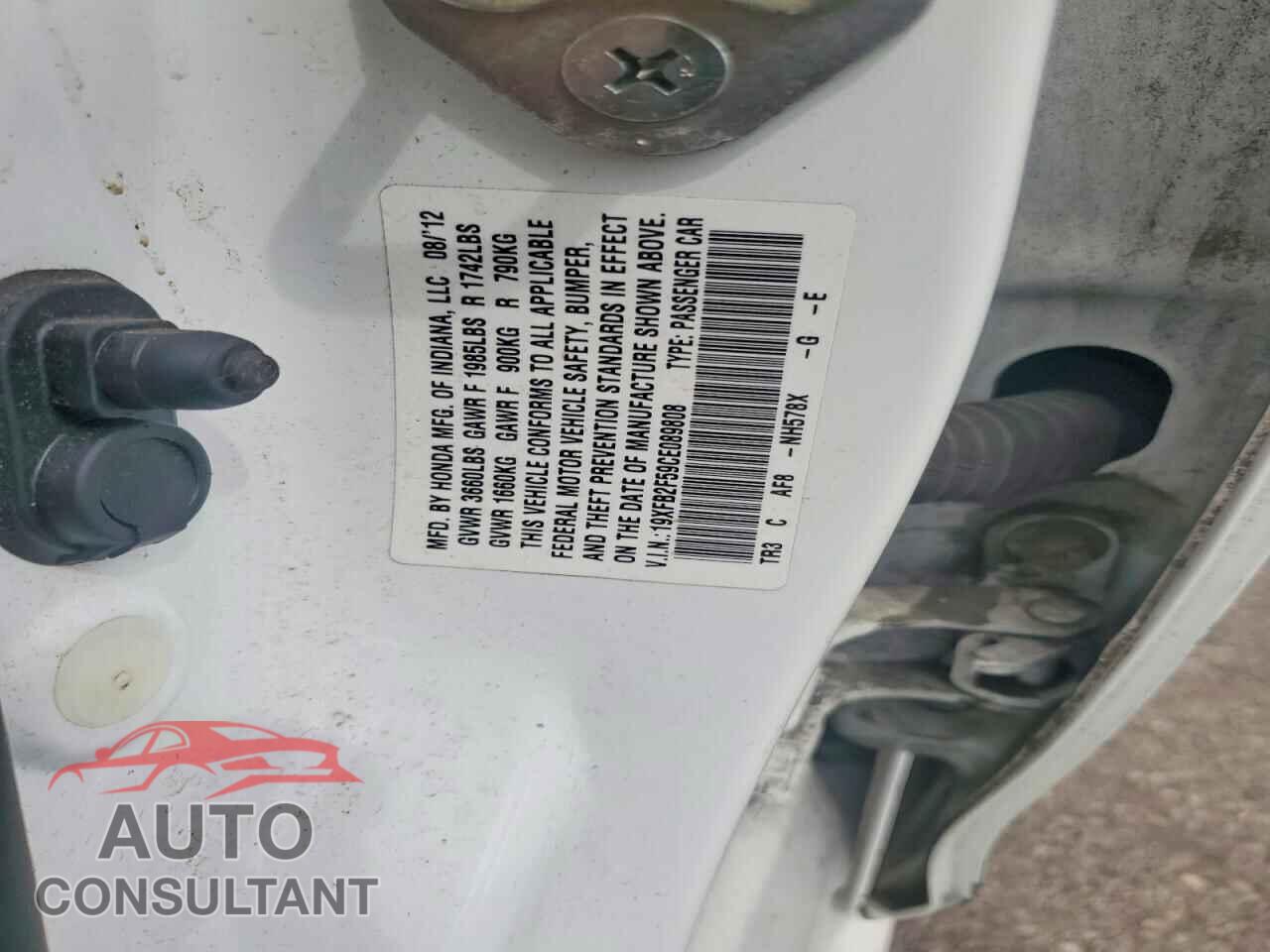 HONDA CIVIC 2012 - 19XFB2F59CE089808