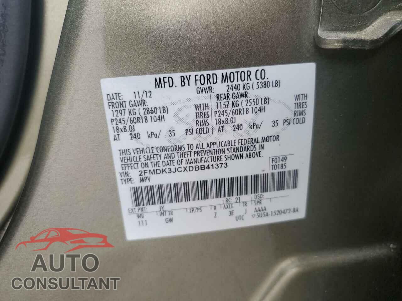 FORD EDGE 2013 - 2FMDK3JCXDBB41373