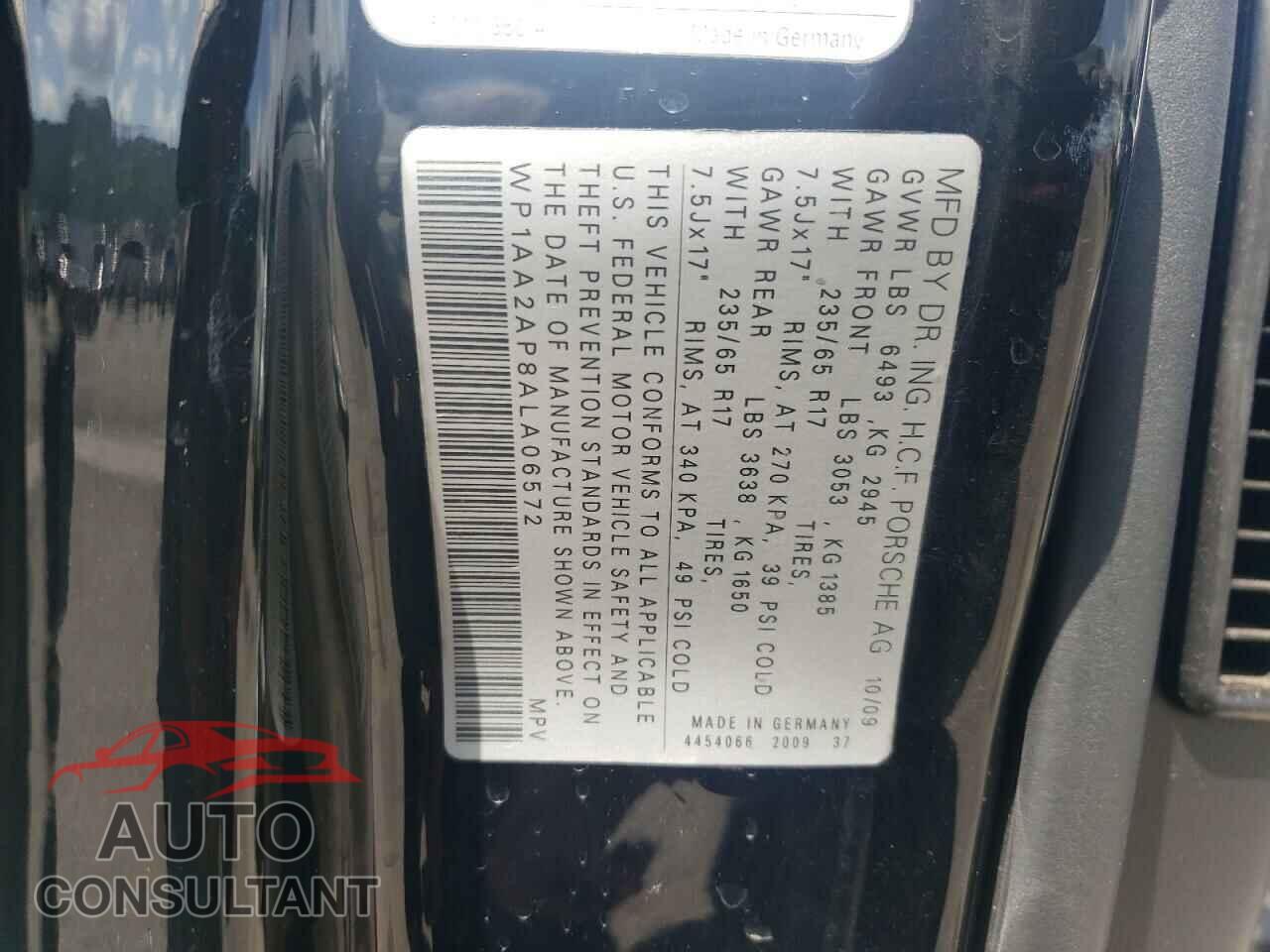 PORSCHE CAYENNE 2010 - WP1AA2AP8ALA06572