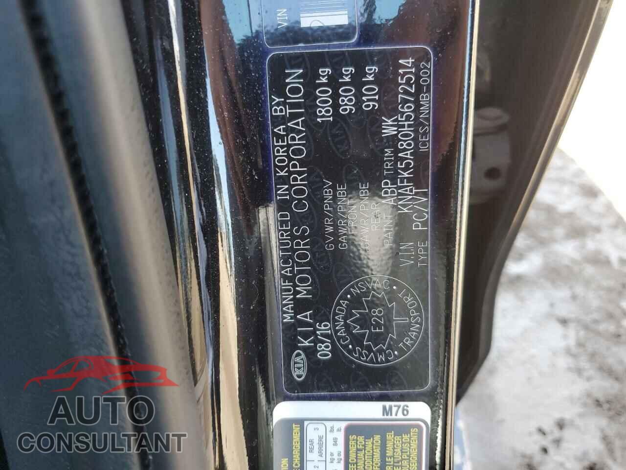 KIA FORTE 2017 - KNAFK5A80H5672514