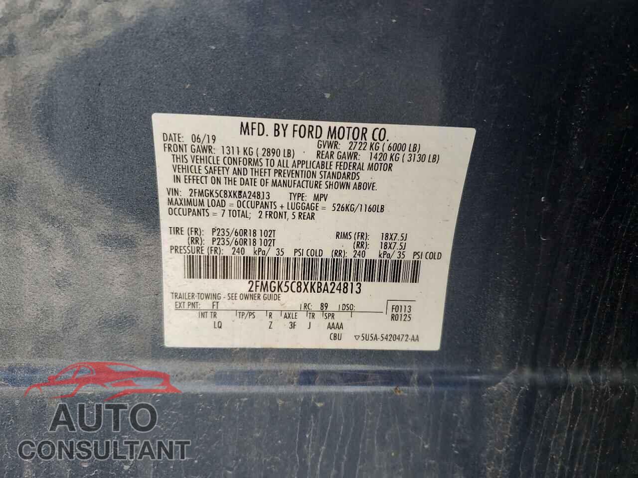 FORD FLEX 2019 - 2FMGK5C8XKBA24813