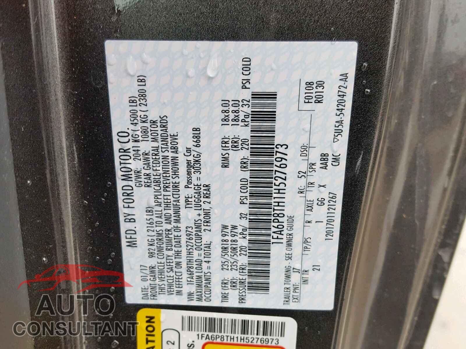 FORD MUSTANG 2017 - 1FA6P8TH1H5276973