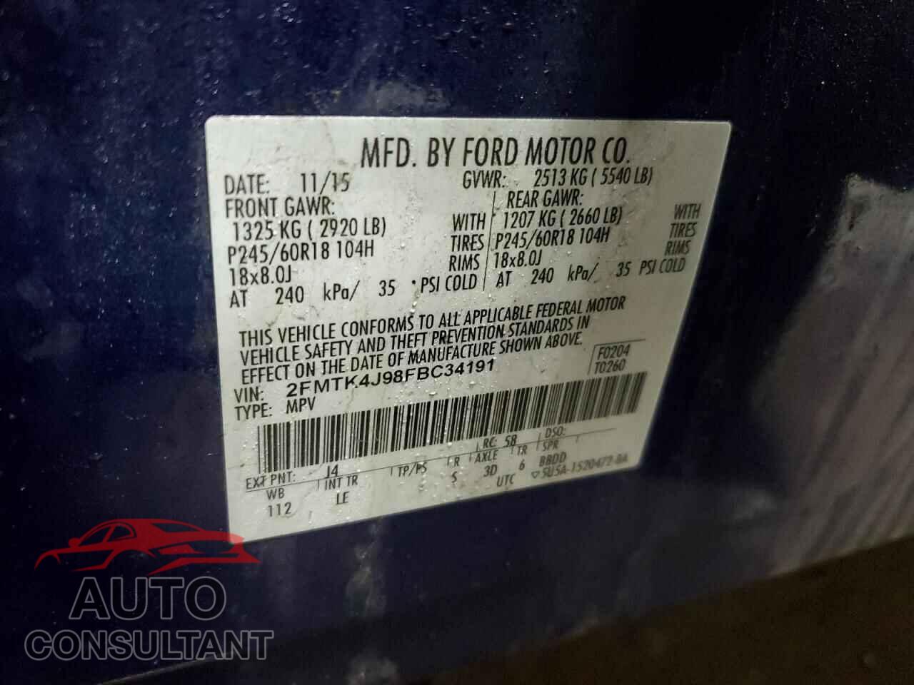 FORD EDGE 2015 - 2FMTK4J98FBC34191