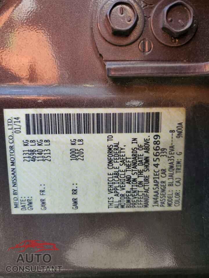 NISSAN MAXIMA 2014 - 1N4AA5AP1EC456689