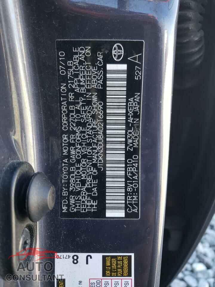 TOYOTA PRIUS 2010 - JTDKN3DU8A0216690