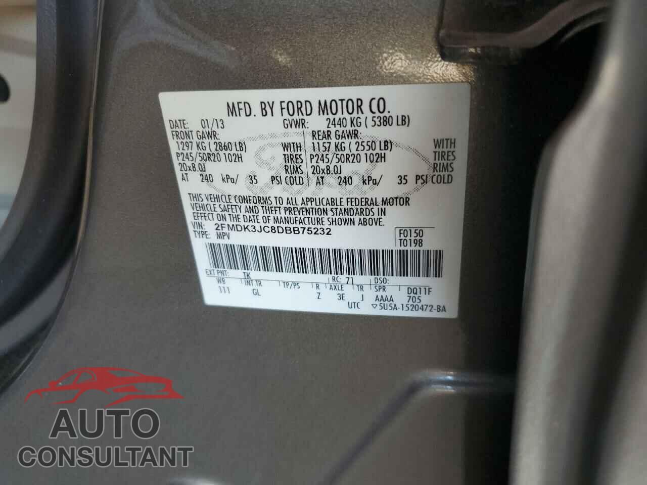 FORD EDGE 2013 - 2FMDK3JC8DBB75232